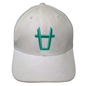 BK Trucker Hat White Green OS Mesh Back Adjustable Embroidered Logo Snapback